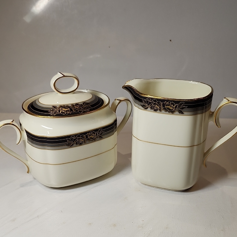 Noritake Spell Binder 9733 Sugar And Creamer Set 1983-1993s Bone China